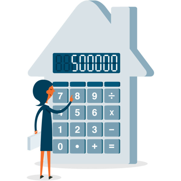 Image of a calculator that is shaped like a house.