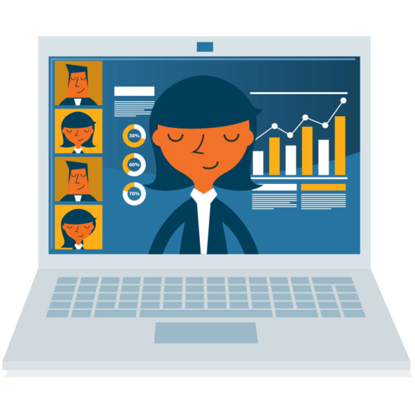 Image of someone giving a presentation to people online