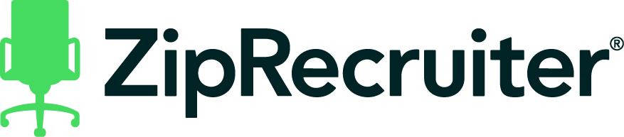 ZipRecruiter logo with a green office chair icon to the left of the company name in black text.