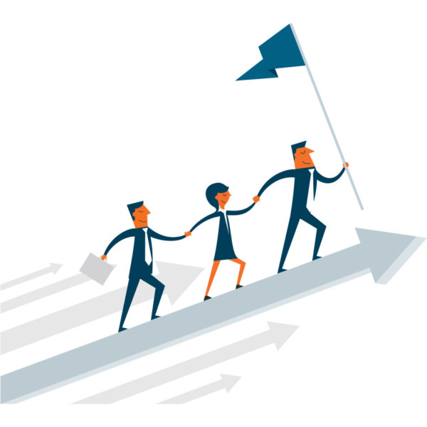 Image of people on rising arrows.