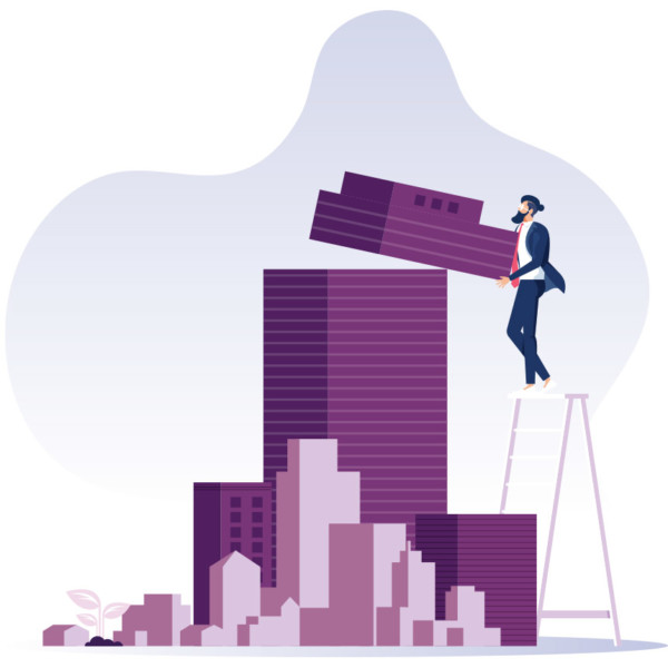 Man using assets as building blocks for his business