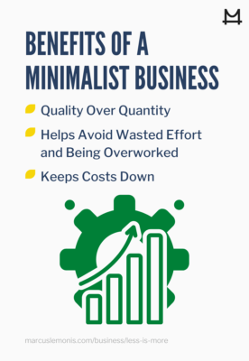 List of benefits to a minimalist business.