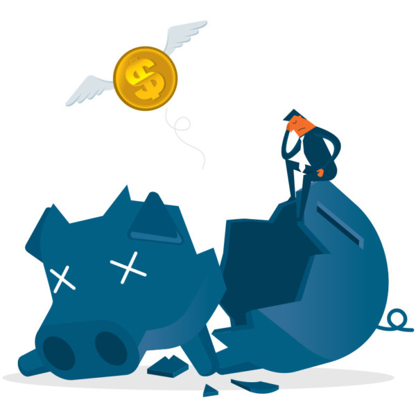 Image of a broken piggy bank.