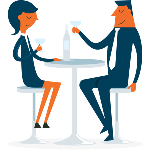 Image of two people enjoying a drink together.