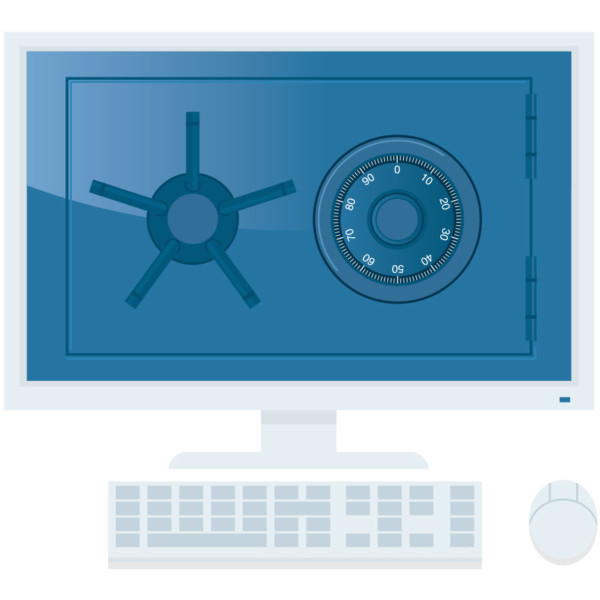 Computer with a locked safe for the screen
