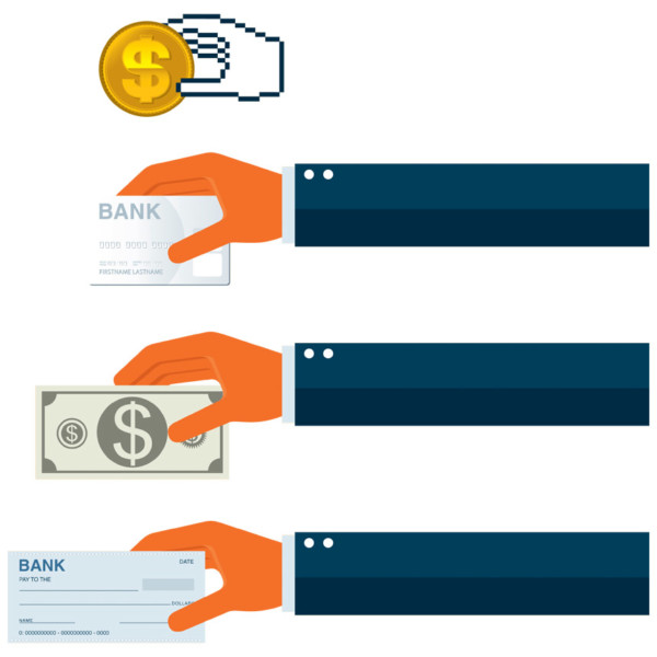 graphic of customers handing in payments