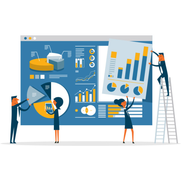 Image of people putting together a data presentation.