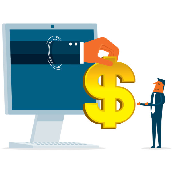 Image of man receiving money online