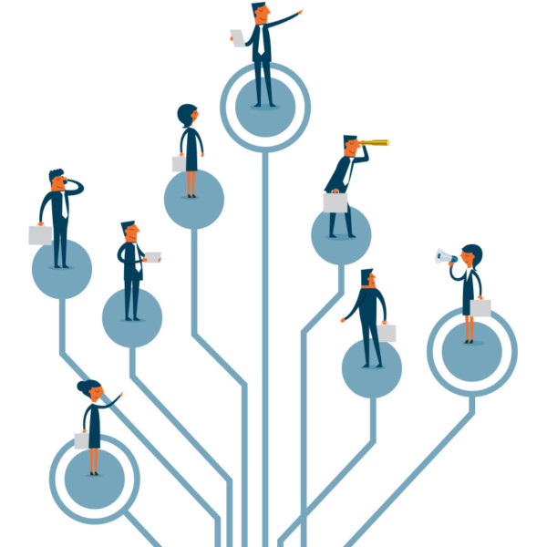 Everyone in the business is connected by a web and working together to make a good impression