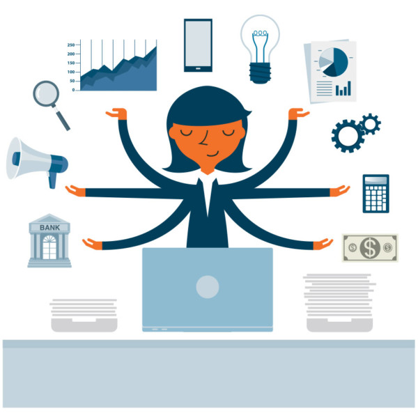 Women surrounded by every aspect that builds a successful brand