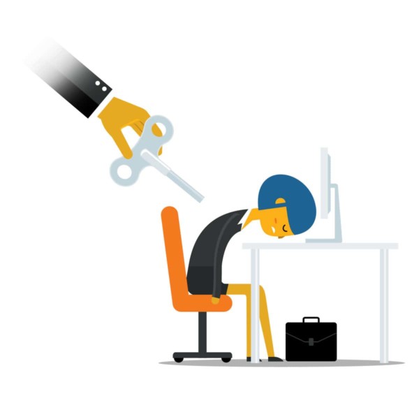 Giving employee energy and motivation by winding her up