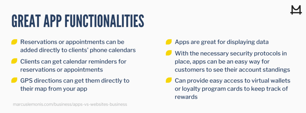 Great app functionalities for businesses