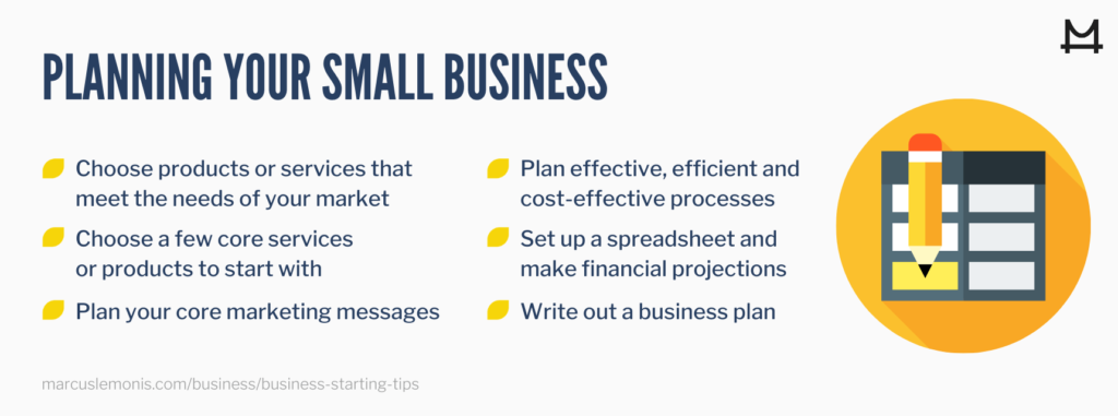 List of ways that you can start planning your small business