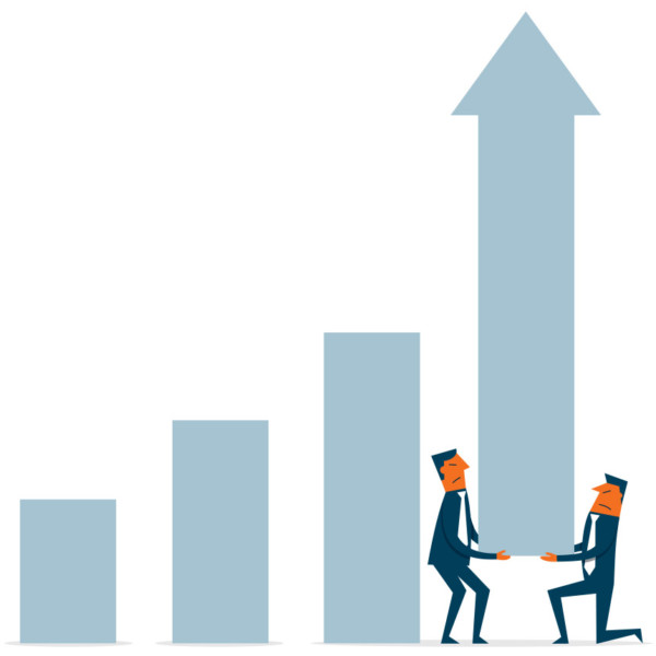 Image of two people lifting up an arrow