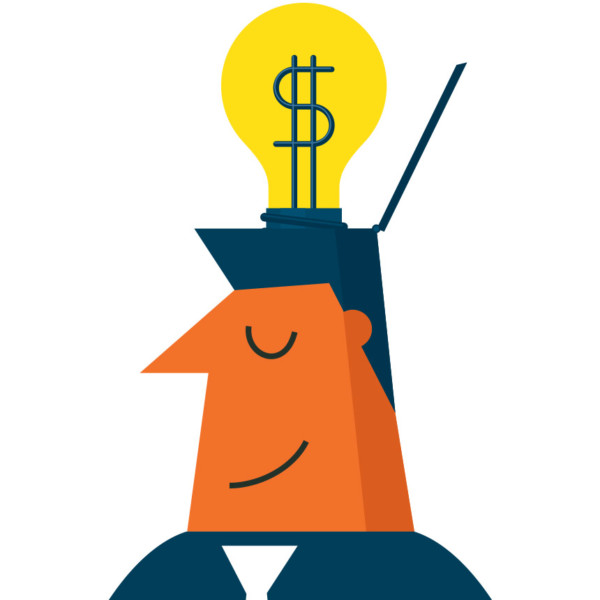 Man getting an idea after conducting a competitive analysis