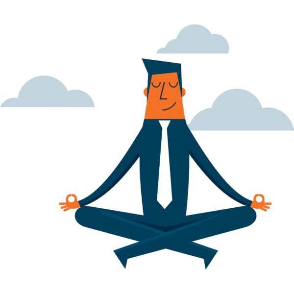man with clouds in the background meditating