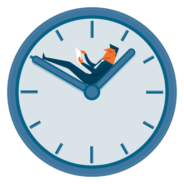 Man sitting the hands of a clock