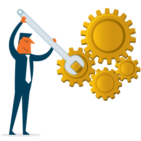 Man turning gears