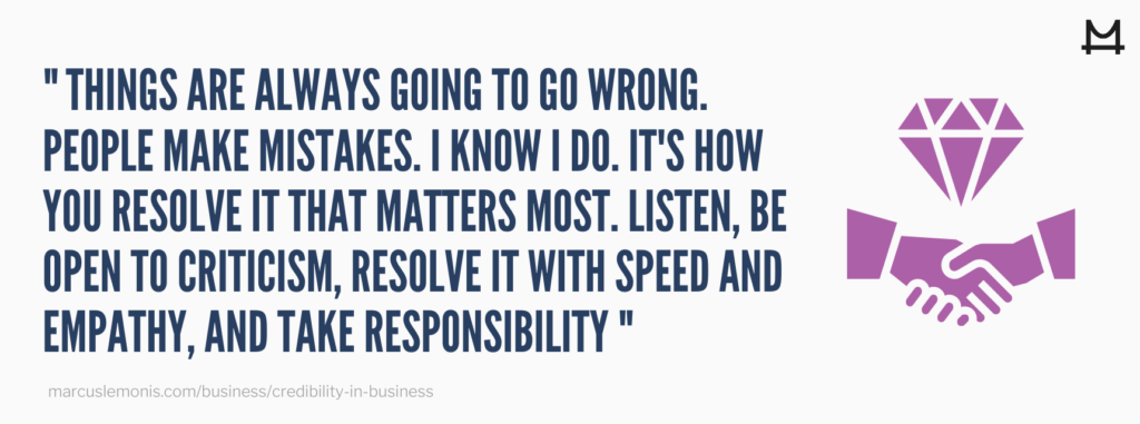 Quote from Marcus about how to handle mistakes.