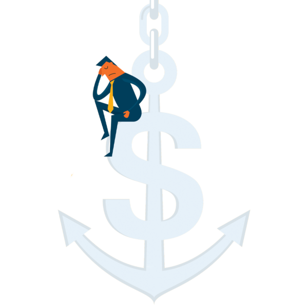 man sitting on a money anchor
