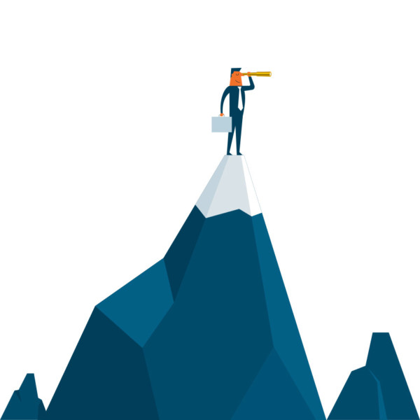 Image of someone looking out through a telescope on top of a mountain.