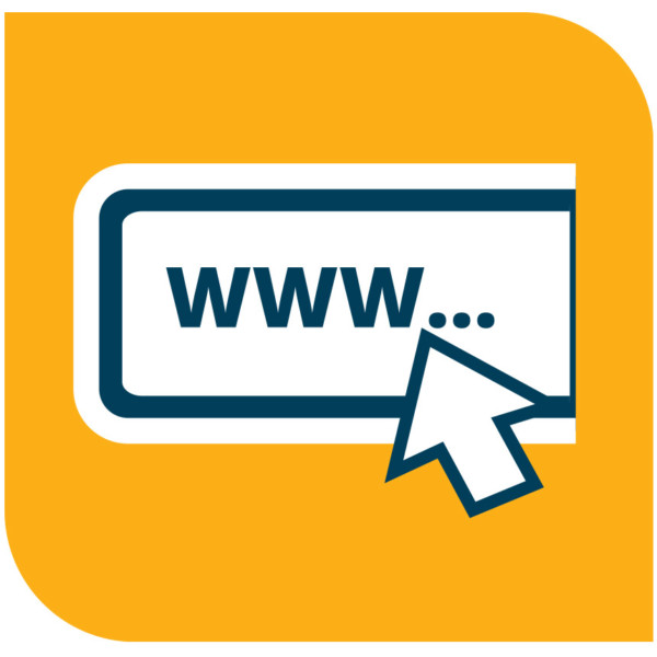 Image of a mouse pointer clicking a “www.” on a search bar.