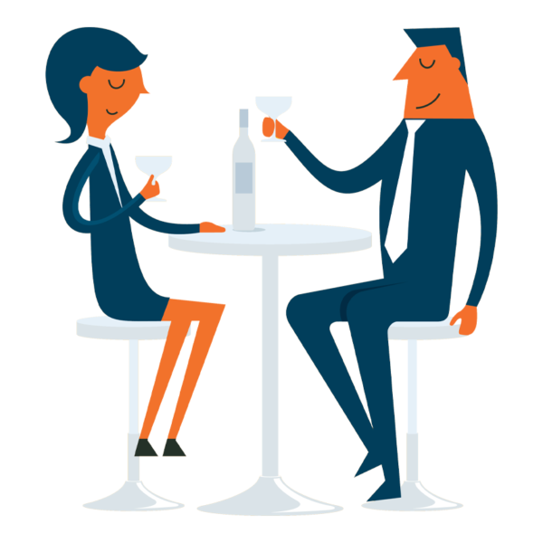 People drinking wine at table to build relationship