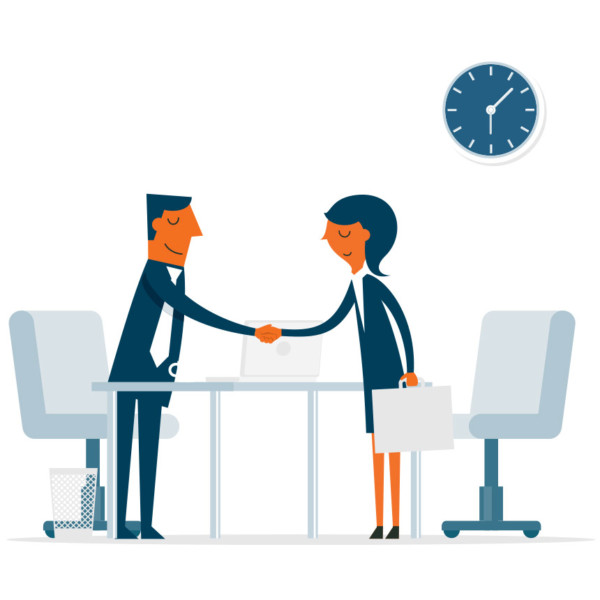 People shaking hands after coming to an agreement in meeting