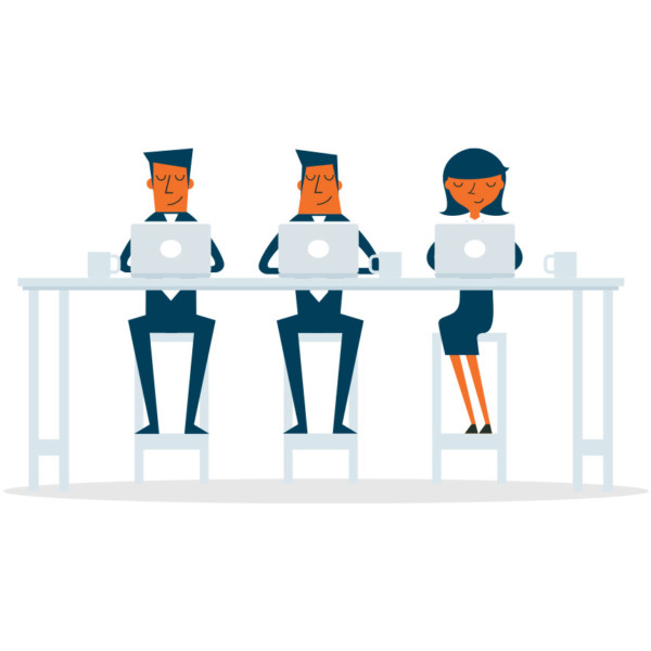 Image of three people working on laptops.