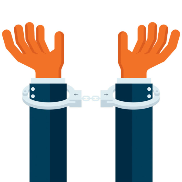 Person in handcuff after stealing from the partnership
