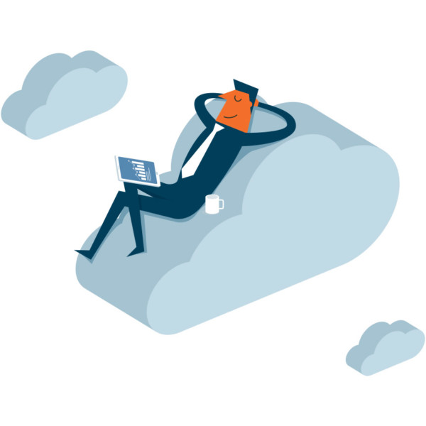 Image of someone that is laying on a cloud.