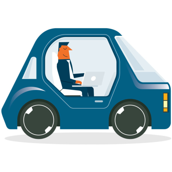 Image of someone in their car on their laptop.
