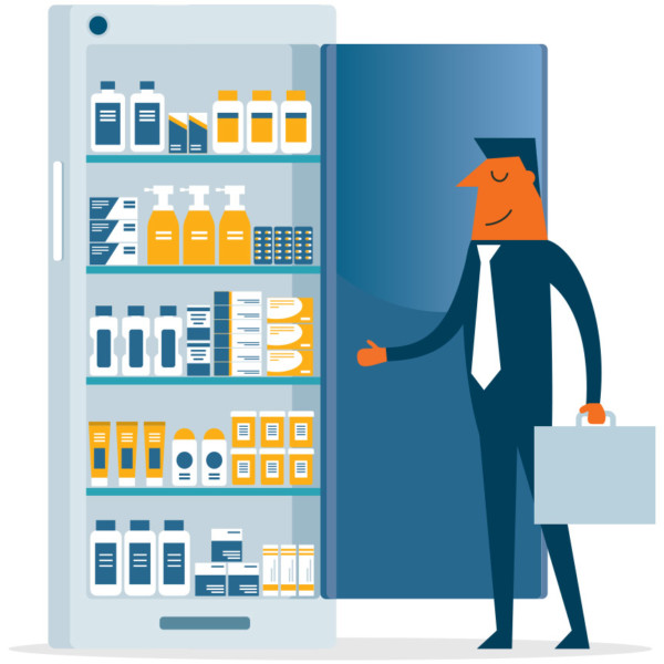 Image of someone opening a pantry shaped like a smartphone.