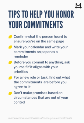 List of tips to help you honor your commitments