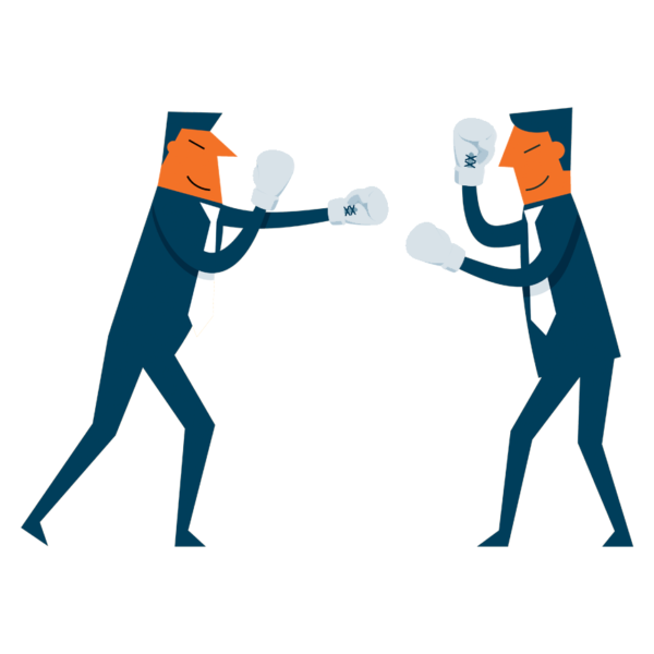 two business men boxing