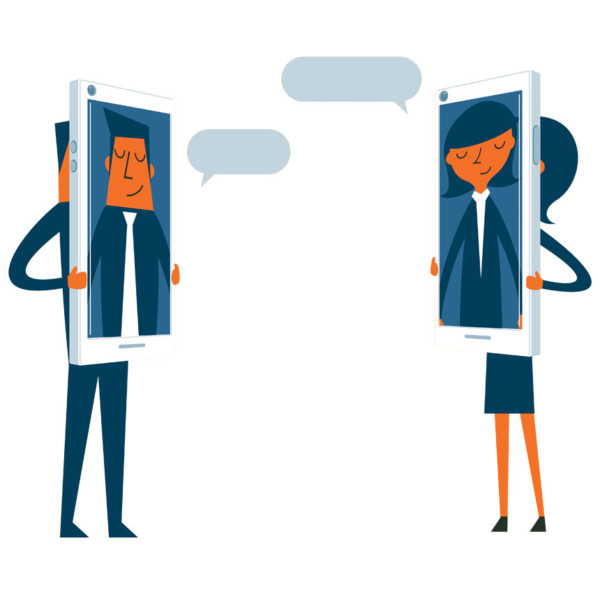 graphic of people communicating virtually
