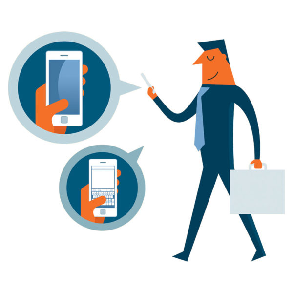 man walking and working to coordinate a product launch strategy
