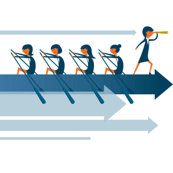 Woman leading her team to look for business opportunities