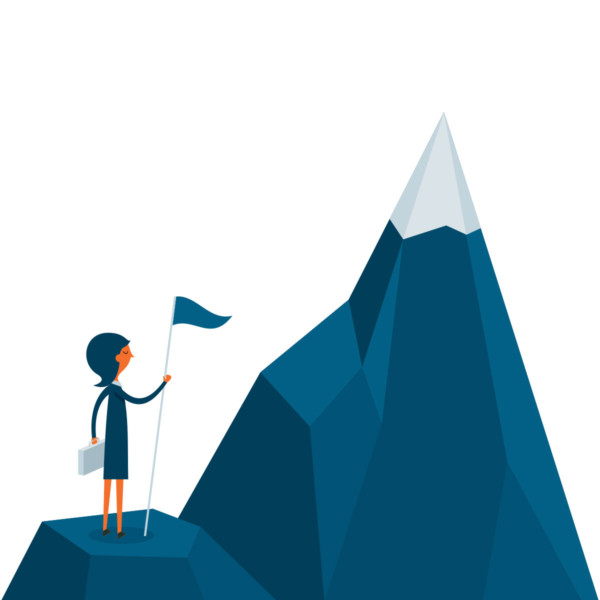 Woman looking at mountain in front of her as obstacle