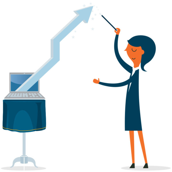 Women building her credibility through her computer